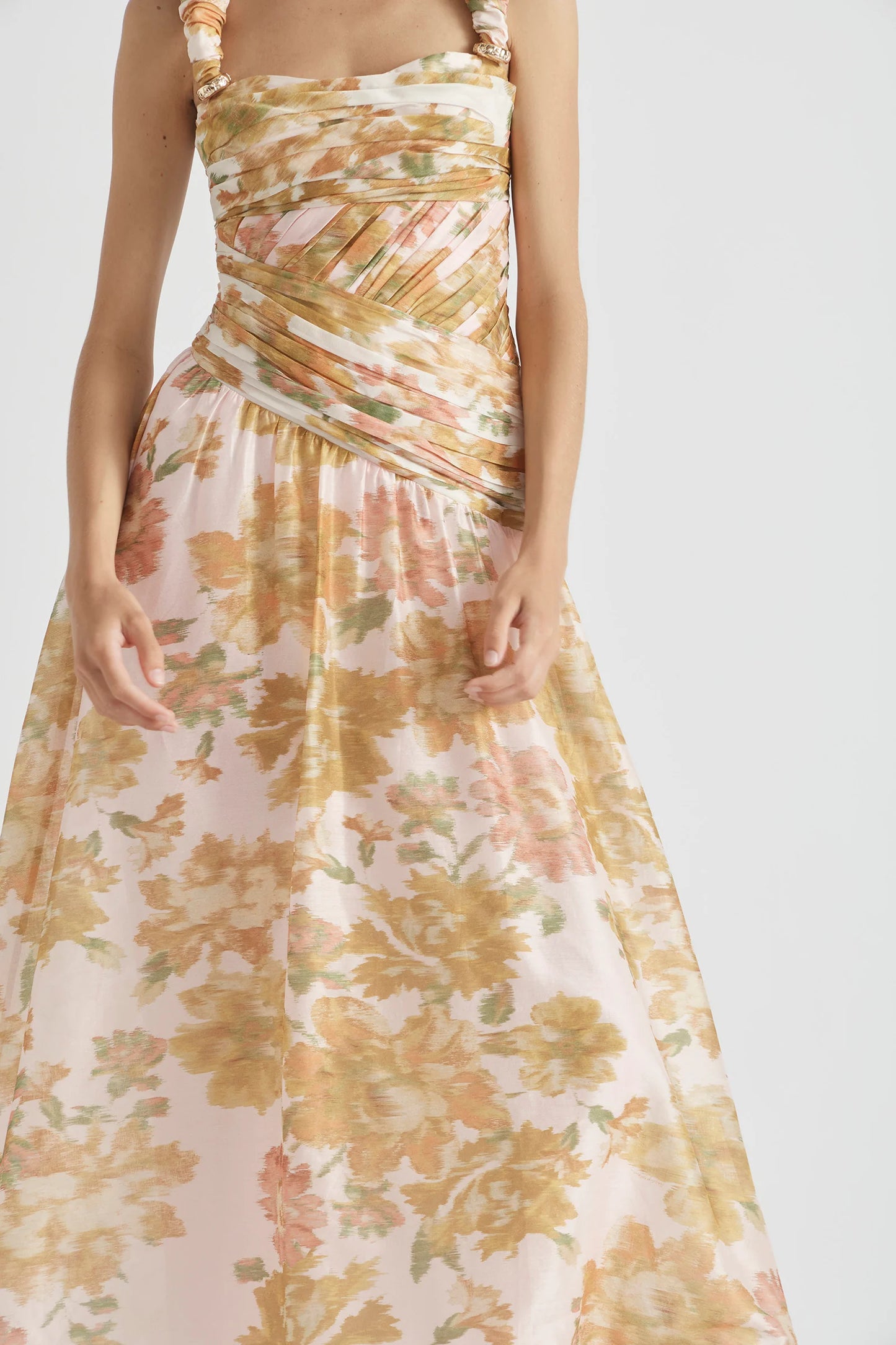 Antipodean Peach Dream Rouched Strap Gown
