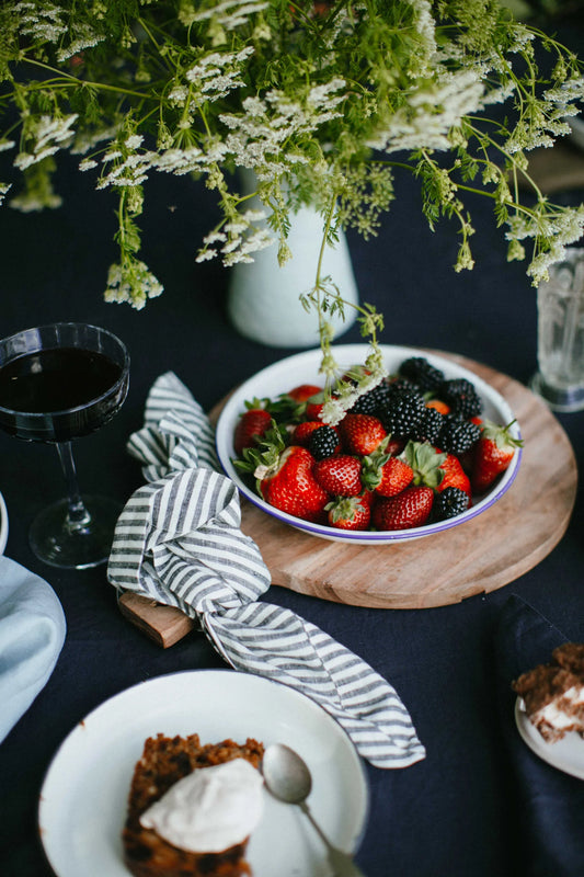 Salt and Pepper Stripe Linen Napkins