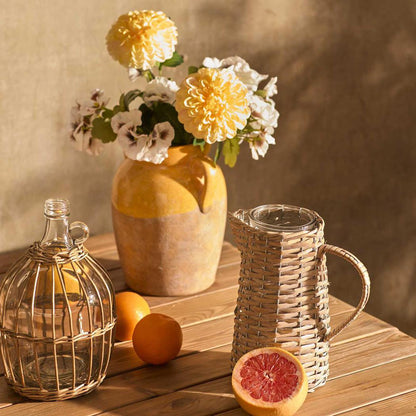Rattan Jug with Glass Insert