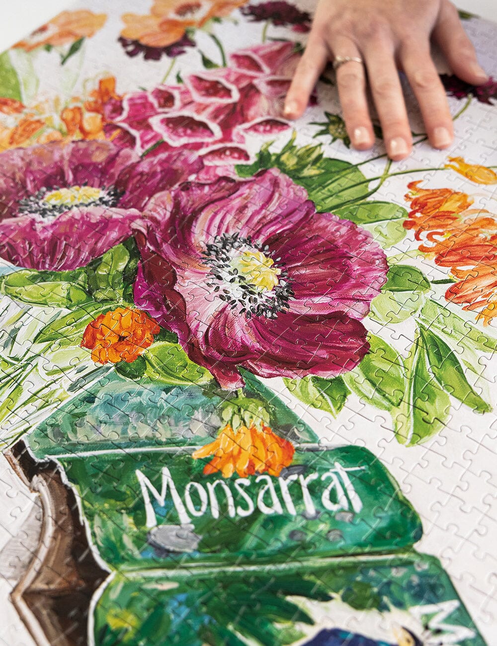 Bespoke Letterpress Poppies and Foxglove Puzzle (1000pc)