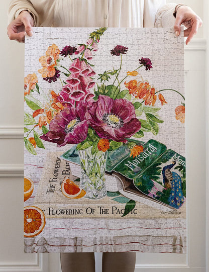 Bespoke Letterpress Poppies and Foxglove Puzzle (1000pc)