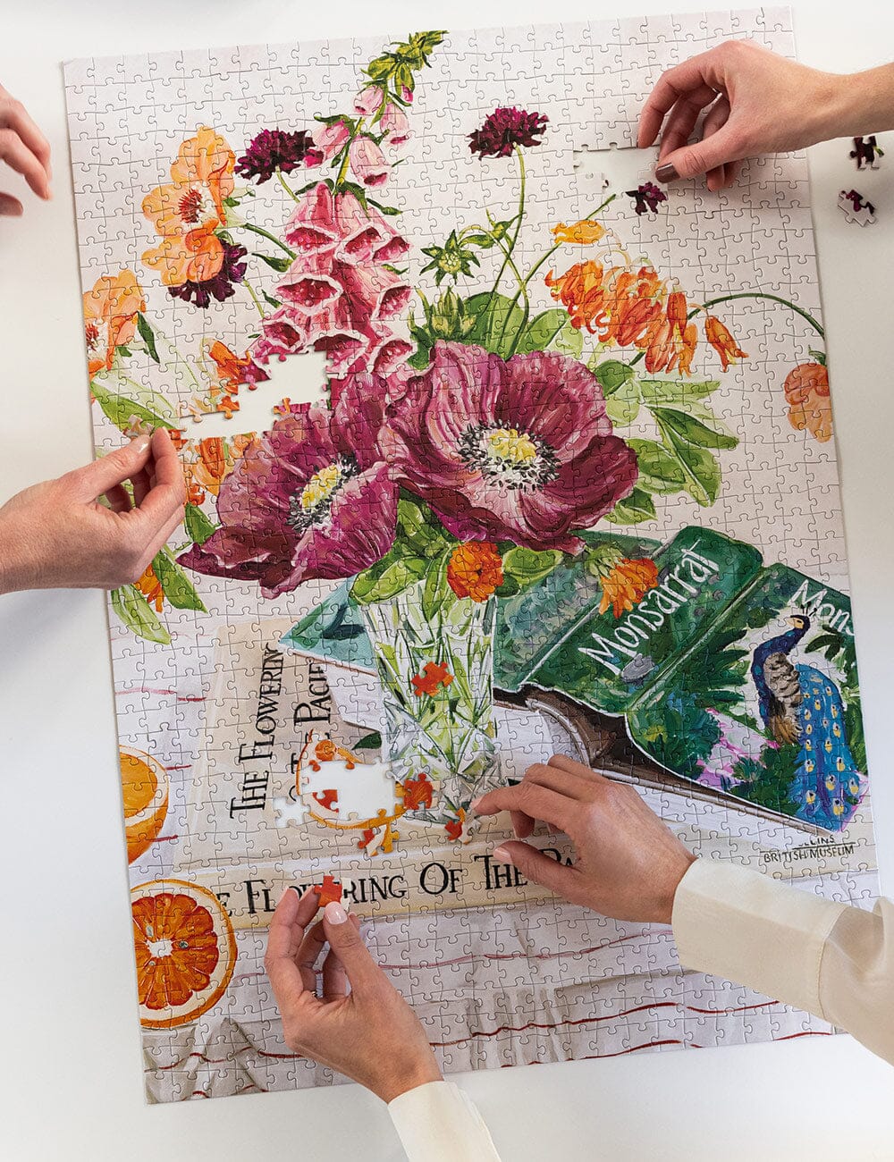 Bespoke Letterpress Poppies and Foxglove Puzzle (1000pc)