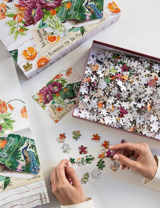 Bespoke Letterpress Poppies and Foxglove Puzzle (1000pc)