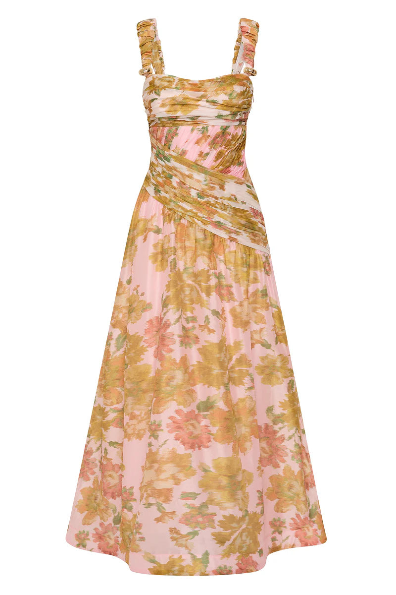 Antipodean Peach Dream Rouched Strap Gown
