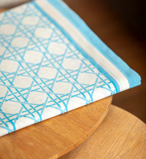 Mandalay Designs Rattan Blue Table Linen
