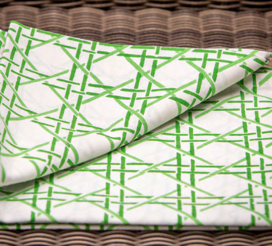 Mandalay Designs Rattan Kelly Green Table Linen
