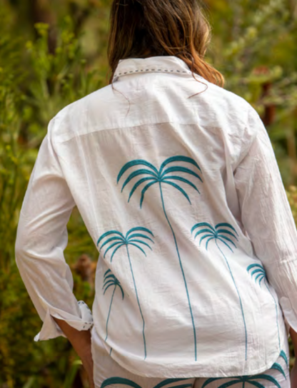 Mandalay Palm Embroidered Shirt WAS $155