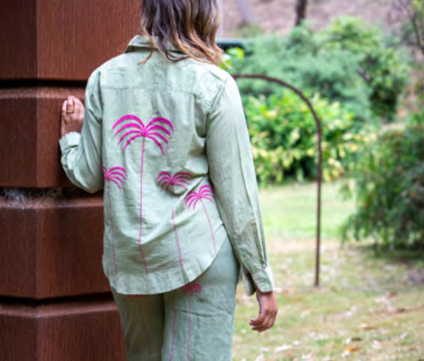 Mandalay Palm Embroidered Shirt WAS $155