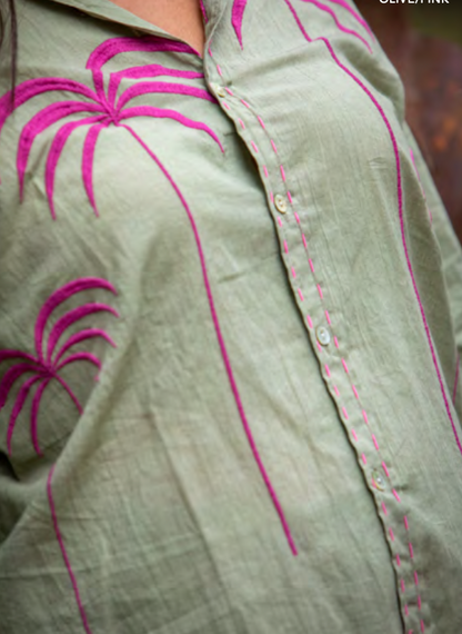 Mandalay Palm Embroidered Shirt
