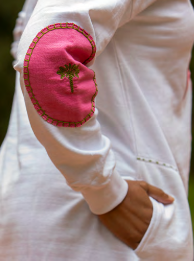 Mandalay Palm Embroidered Sweater Dress