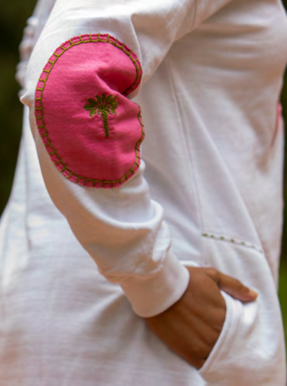 Mandalay Palm Embroidered Sweater Dress