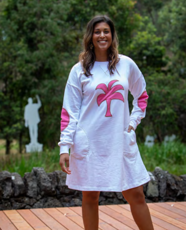 Mandalay Palm Embroidered Sweater Dress WAS $165