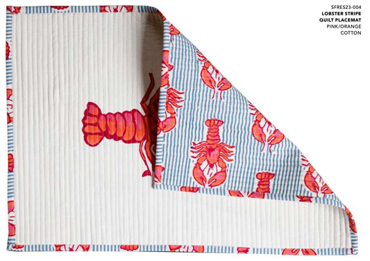 Mandalay Designs Lobster Stripe Quilted Placemat