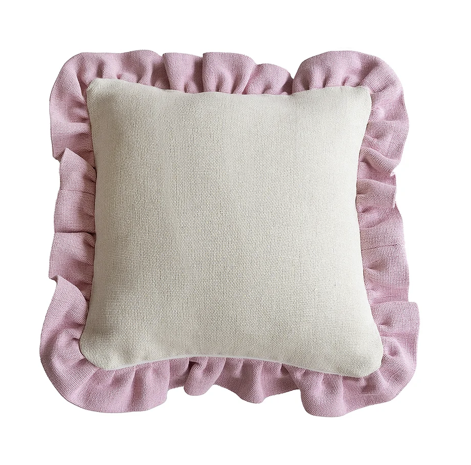 Oak & Ave Pecan & Pink Frill Cushion