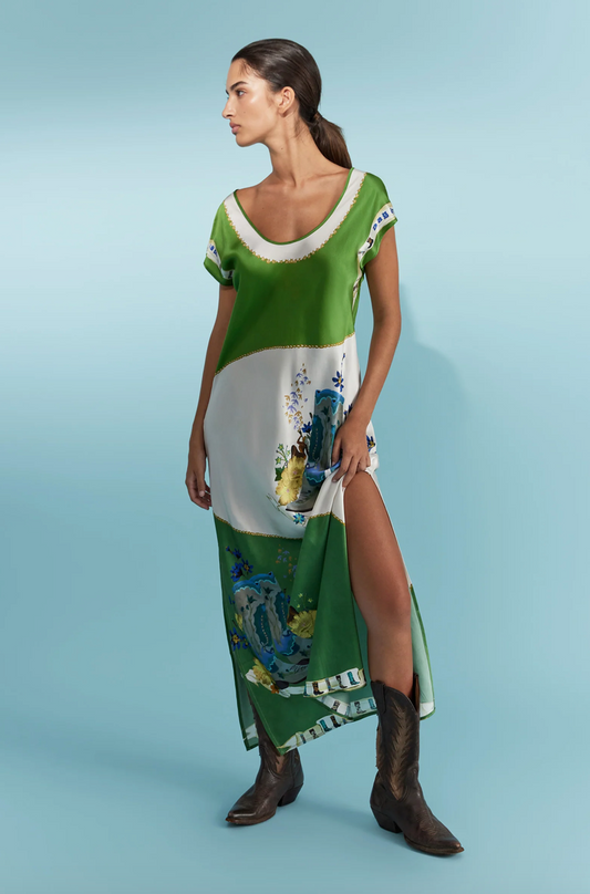 Antipodean Day Dream Short Sleeve Column Dress WAS $675