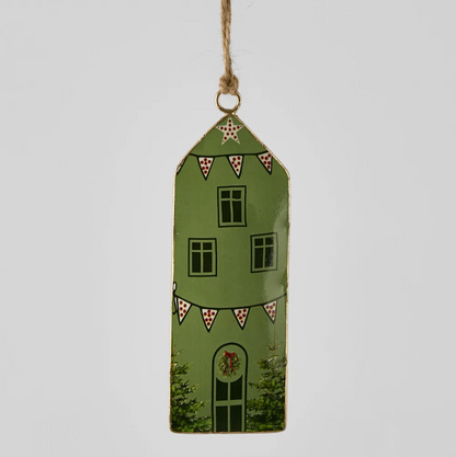 Village Enamel House Hanging Ornament