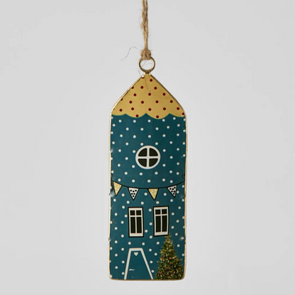 Village Enamel House Hanging Ornament