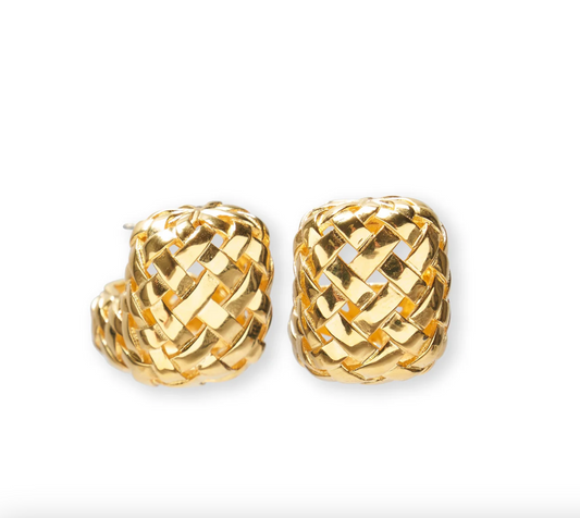 Lizzie Fortunato Woven Hoops in Gold