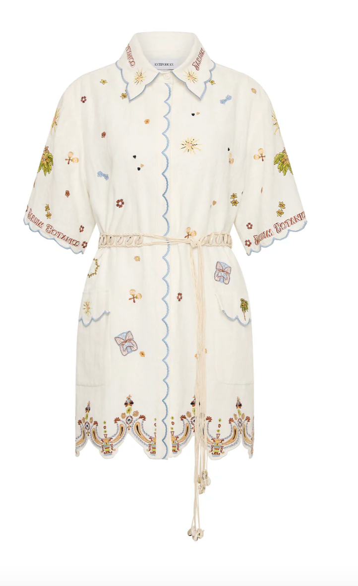 Antipodean Bombora Short Sleeve Shirt Dress Coconut