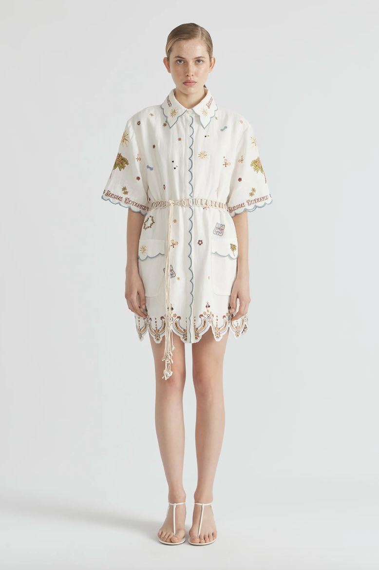 Antipodean Bombora Short Sleeve Shirt Dress Coconut