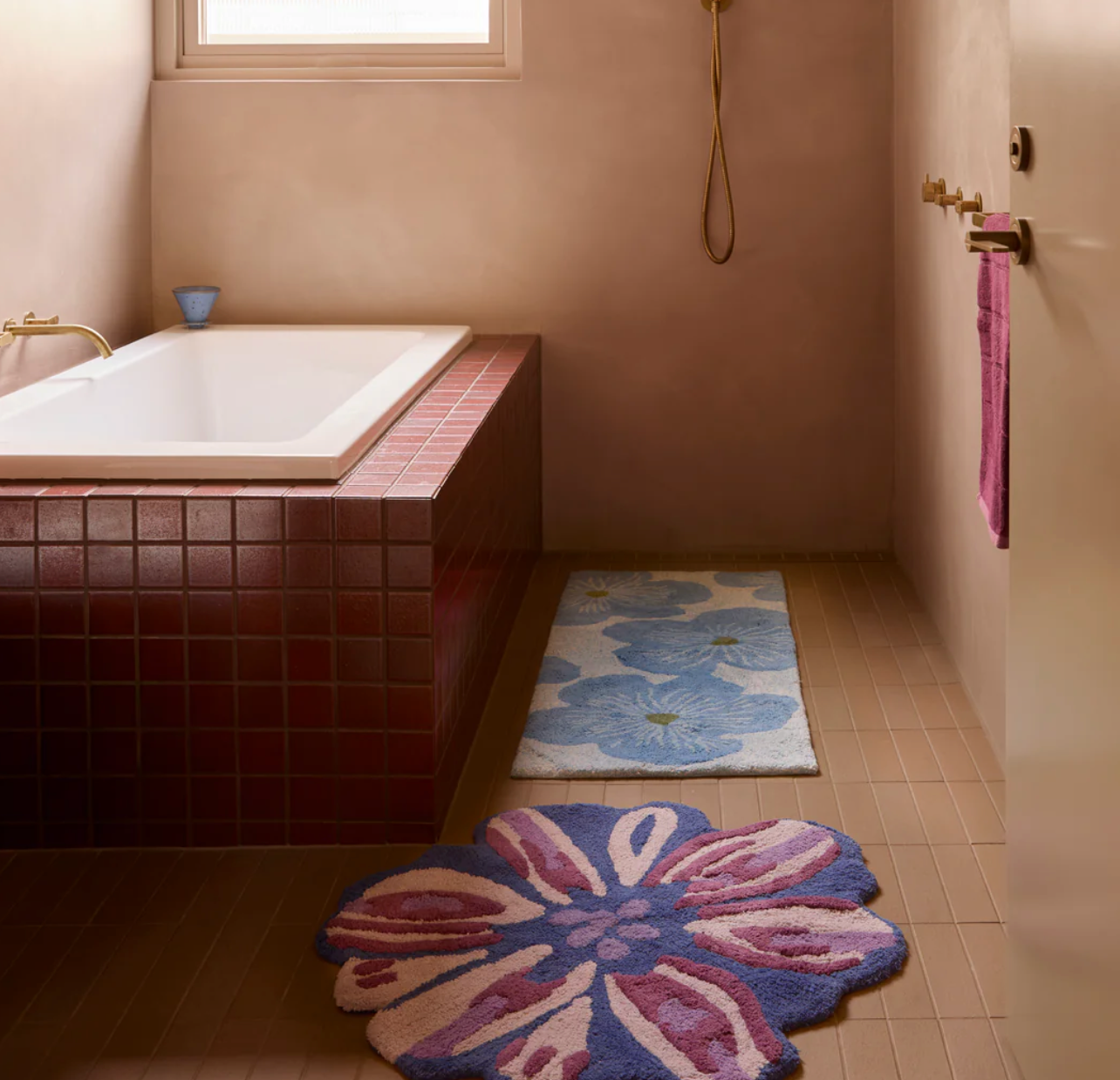 Bonnie & Neil Jardin Blue Long Bath Mat