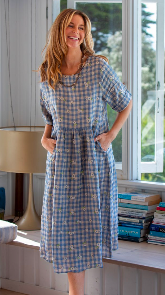 Mandalay Lee Gingham Flowers Dress