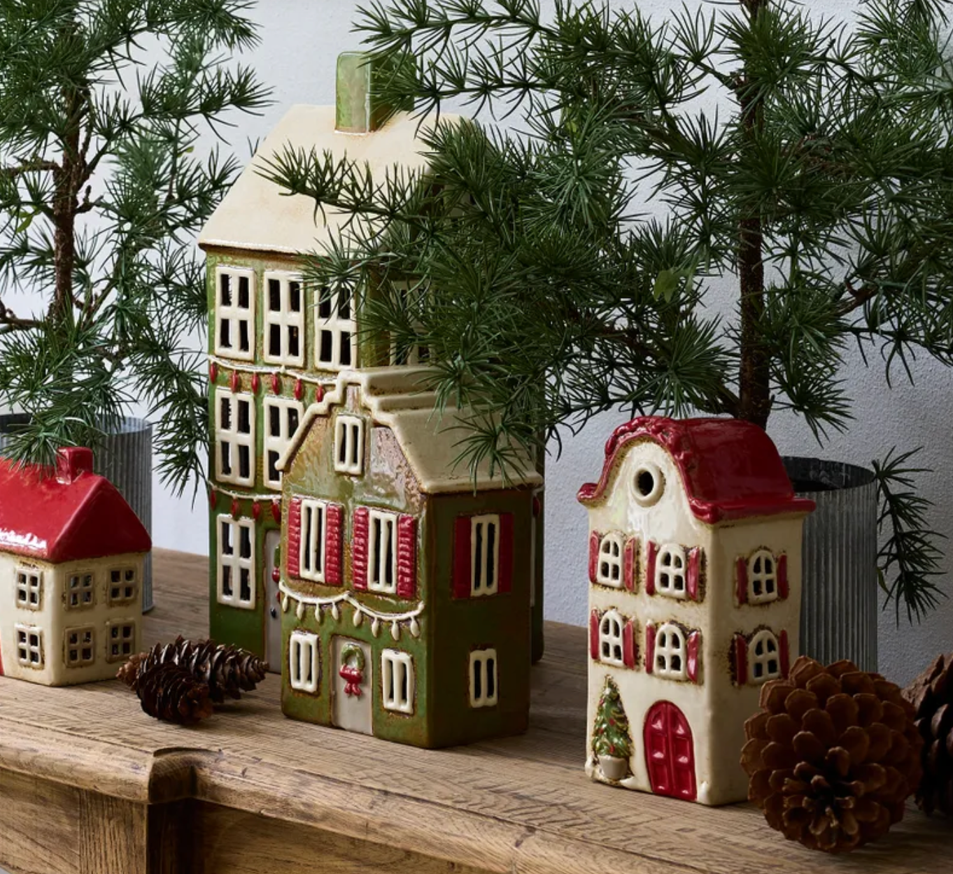 Christmas Tea Light House wth Green Shutters