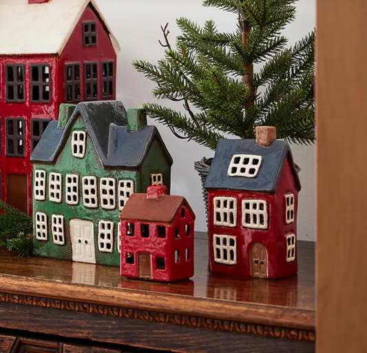 Christmas Tea Light Navy Roof House