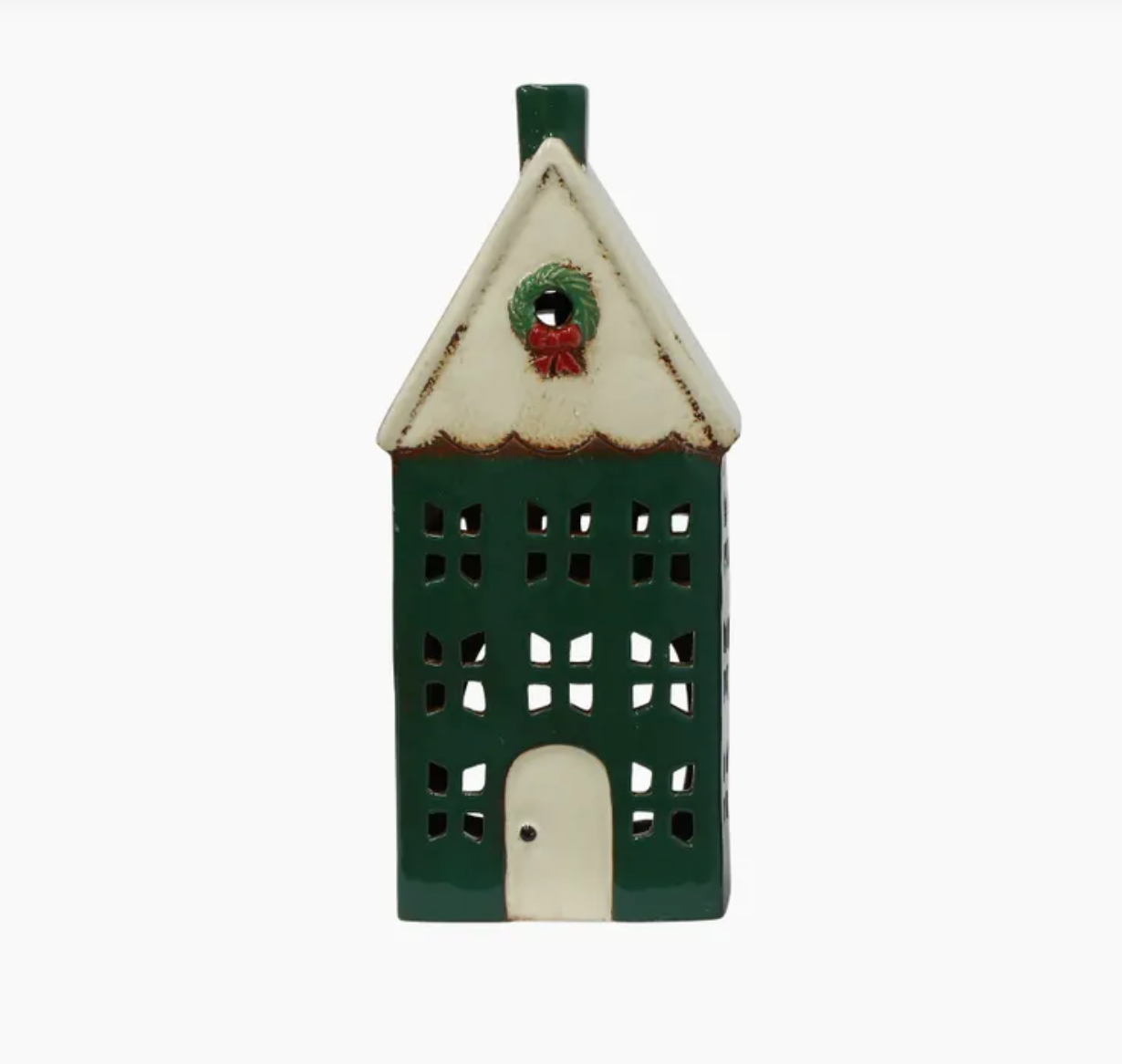 Christmas Tea Light Green with Wreath Large