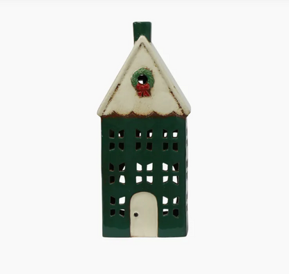 Christmas Tea Light Green with Wreath Large