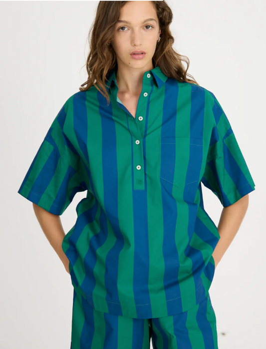 LMND Chiara Half Placket Stripe Shirt