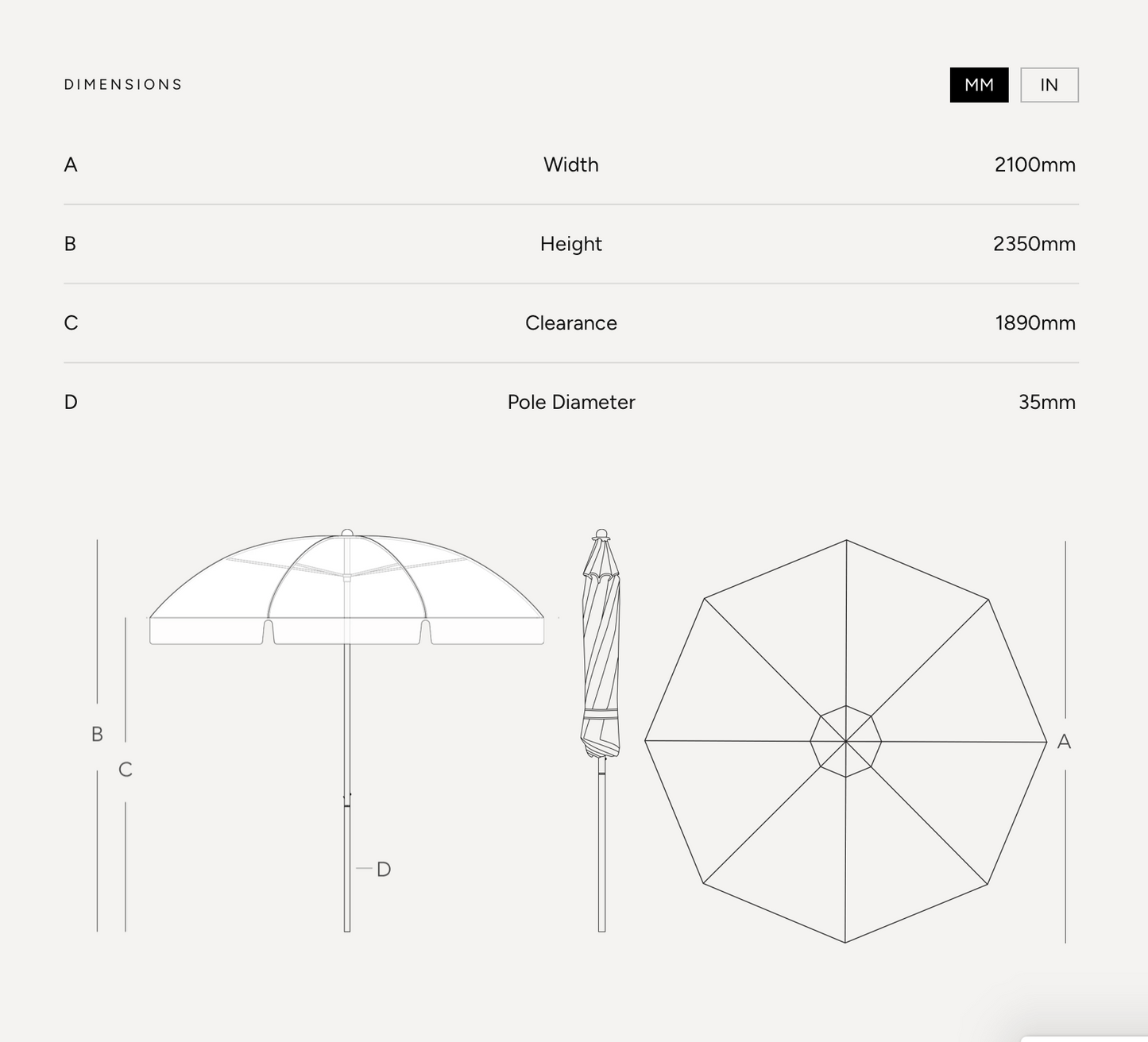 Basil Bangs Jardin Soft Scallop Patio Umbrella