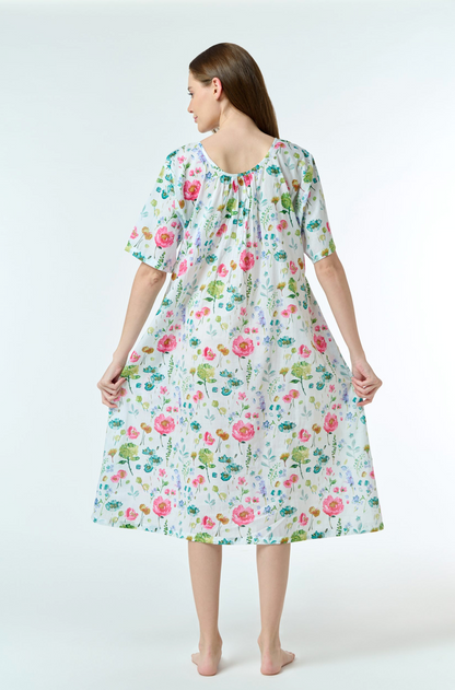 Shirred Bodice Floral Nightie