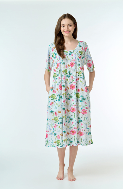 Shirred Bodice Floral Nightie