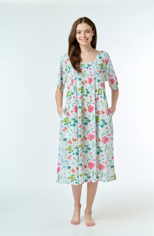 Shirred Bodice Floral Nightie