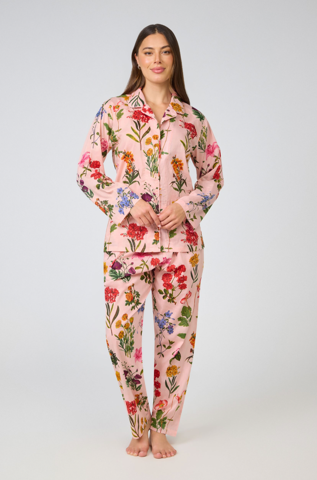 Long Sleeve and Pant Pink Floral PJ Set