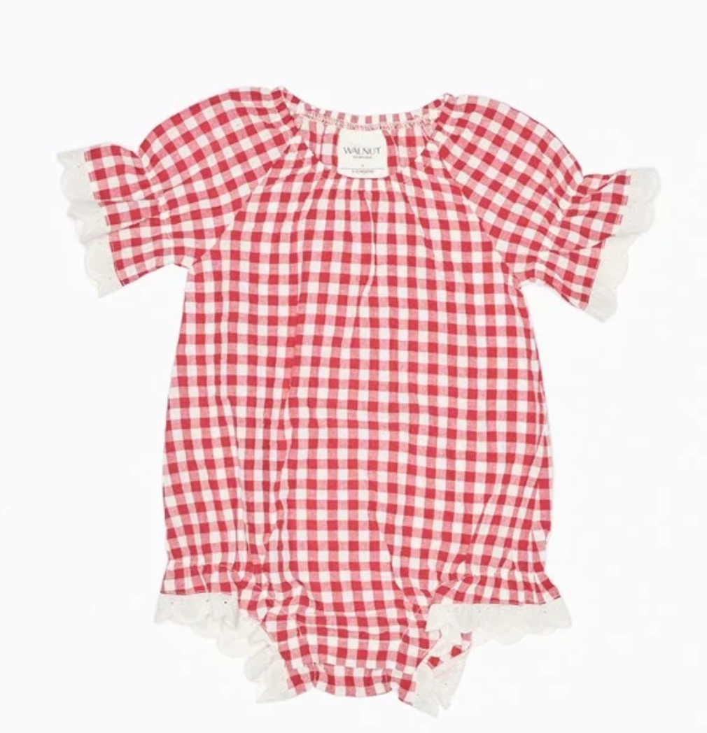 Alexa Romper - Red White Check