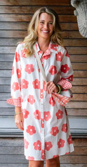 Mandalay Poppy Flower Shirtdress