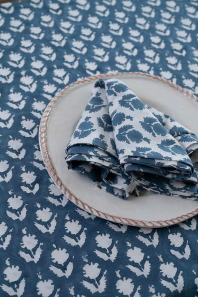 Mandalay Designs Cloud Blue Buti Shadow Table Linen