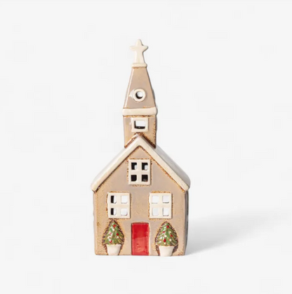 Christmas Tea Light Stone Church
