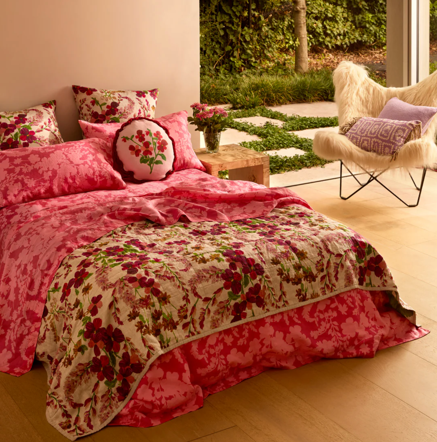 Bonnie & Neil Lupin/Marigold Quilted throw
