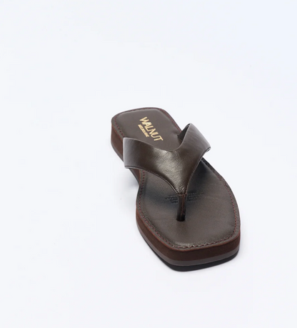 Walnut Filip Leather Slide - Chocolate