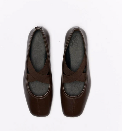Walnut Iva Leather Ballet - Chocolate