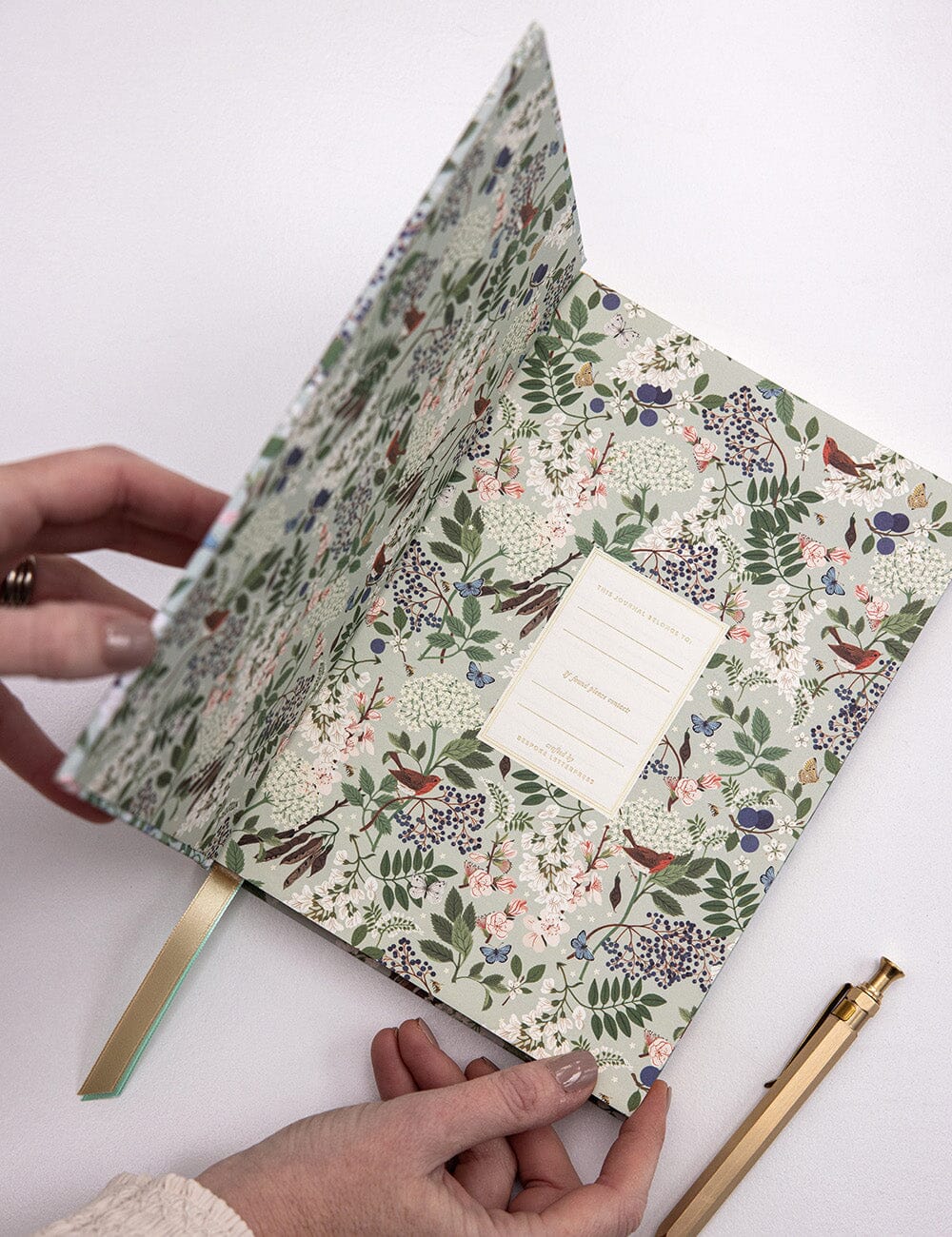 Bespoke Letterpress Sparrows Linen Bound Lined Journal