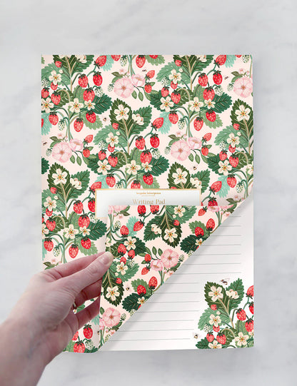 Bespoke Letterpress Strawberries A4 Writing Pad