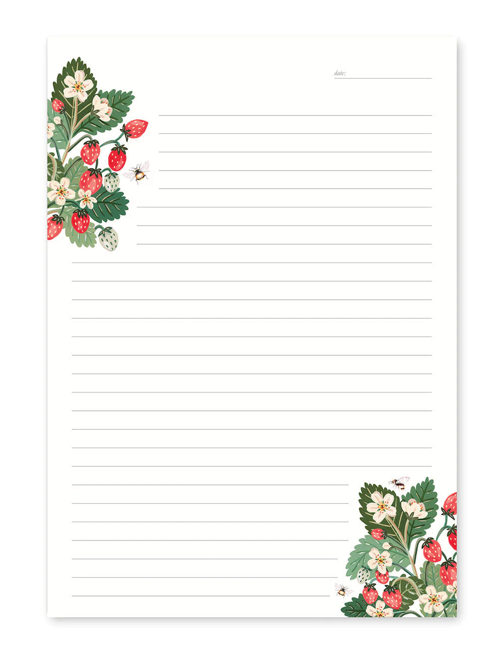 Bespoke Letterpress Strawberries A4 Writing Pad