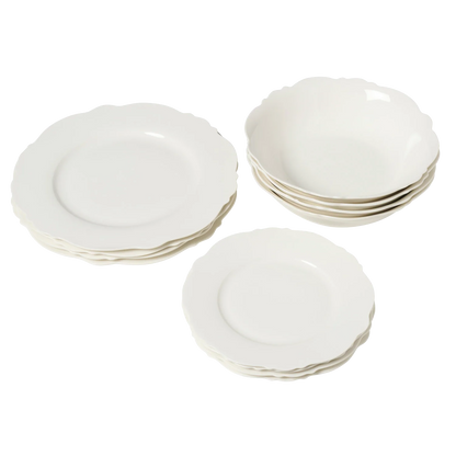 White Wave Dining Set - 12 Pieces