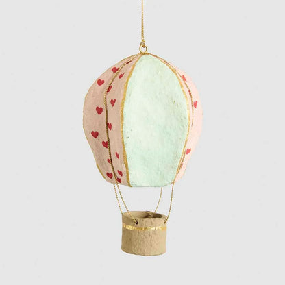 Mache Hot Air Balloon Pink Heart Multi Mini