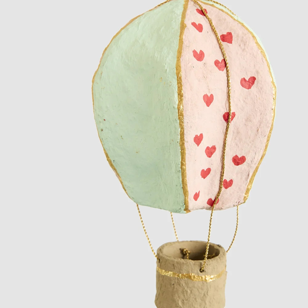 Mache Hot Air Balloon Pink Heart Multi Mini