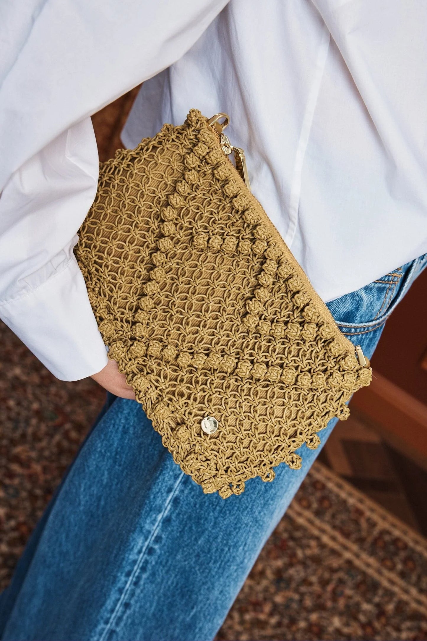 Alemais Macrame Leather Clutch